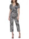 Kensie Palm Printed Short Sleeve Jumpsuit In Multi
