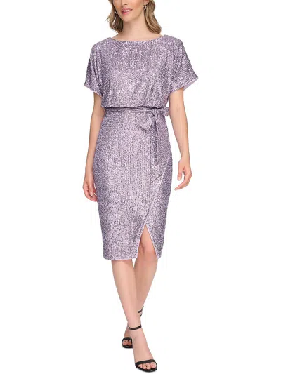 Kensie Womens Sequined Banded Bottom Cocktail And Party Dress In Purple