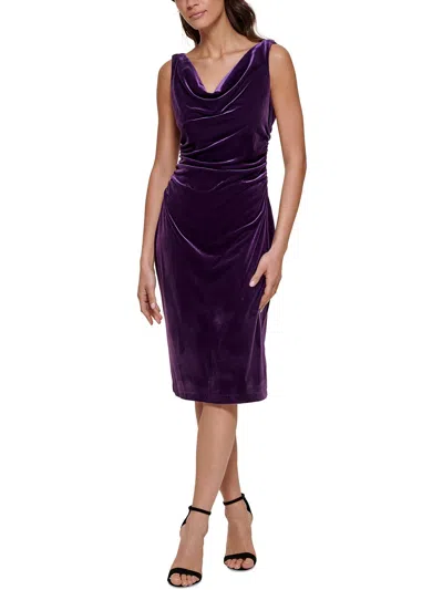 Kensie Womens Velvet Knee Cocktail And Party Dress In Purple