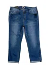 Kensie Women'seffortless Ankle Mid Rise Rolled Hem Jeans In Blue In Blue