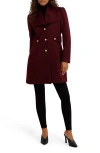 Kensie Wool Blend Long Coat In Burgundy