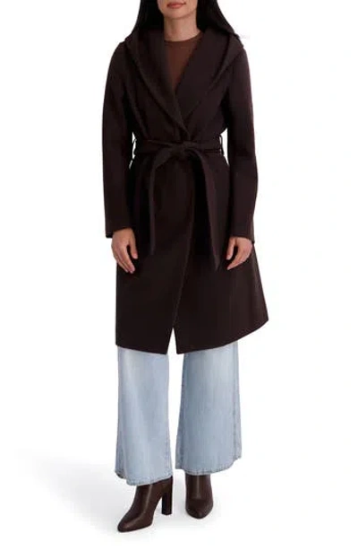 Kensie Wool Hooded Coat In Brown