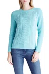 Kensie Yarn Long Sleeve Sweater In Aqua In Blue