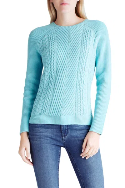 Kensie Yarn Long Sleeve Sweater In Aqua In Blue