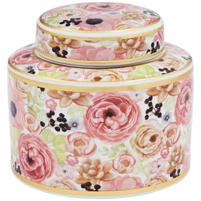 Kensington Hill Brenna Multi-color Floral 8" Wide Round Jar With Lid