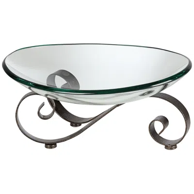 Kensington Hill Rayden Iron Scroll Stand With Oval Glass Bowl