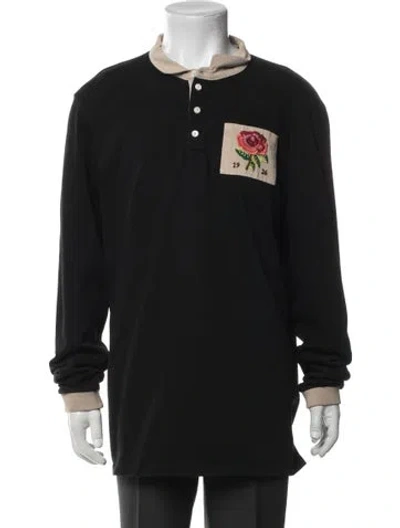 Pre-owned Kent & Curwen Graphic Print Crew Neck Polo Sweater In Black