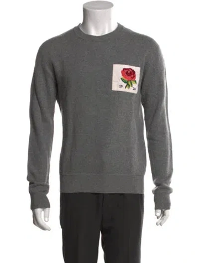 Pre-owned Kent & Curwen Graphic Print Crew Neck Pullover In Gray