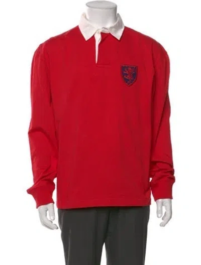 Pre-owned Kent & Curwen Graphic Print V-neck Polo Shirt In Red