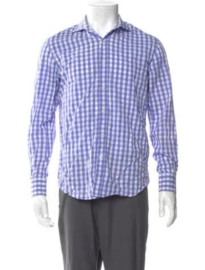 Pre-owned Kent & Curwen Plaid Print Long Sleeve Shirt In Blue