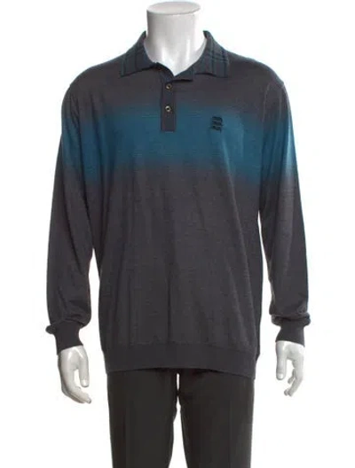 Pre-owned Kent & Curwen Striped Collar Polo Shirt In Grey