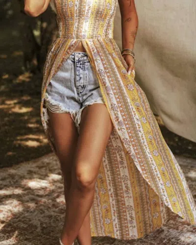 Kentce Fashion Floral Maxi Tank In Yellow