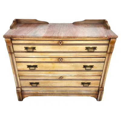 Pre-owned Kent-coffey Antique Kent Coffey Marble Top Sideboard Dresser Bar In Brown