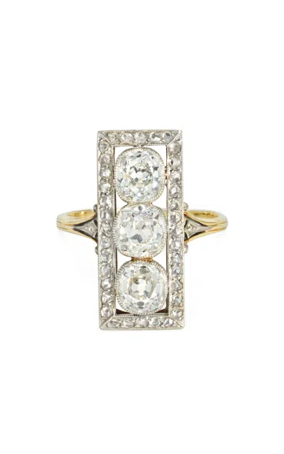 Kentshire Antique 18k Yellow Gold Platinum Diamond Ring