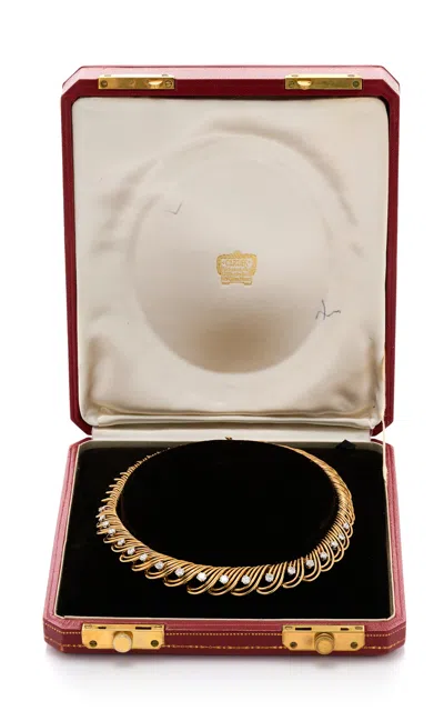 Kentshire Cartier Mid-century 18k Yellow Gold; Platinum Diamond Necklace In Gold