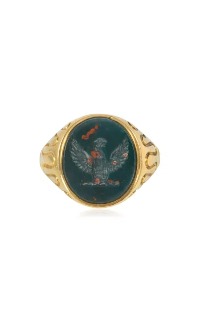 Kentshire Antique English 18k Yellow Gold Bloodstone Ring