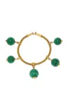 Kentshire Antique Victorian Etruscan Revival 18k Yellow Gold Malachite Bracelet