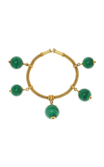 Kentshire Antique Victorian Etruscan Revival 18k Yellow Gold Malachite Bracelet In Gold