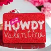 Kenze Panne Howdy Valentine Beaded Coin Purse In Red In Red