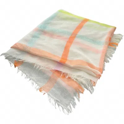 Kenze Panne Pastel Striped Scarf In White