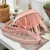 Kenze Panne Women's Fringed Leather Crossbody Bag In Pink In Pink