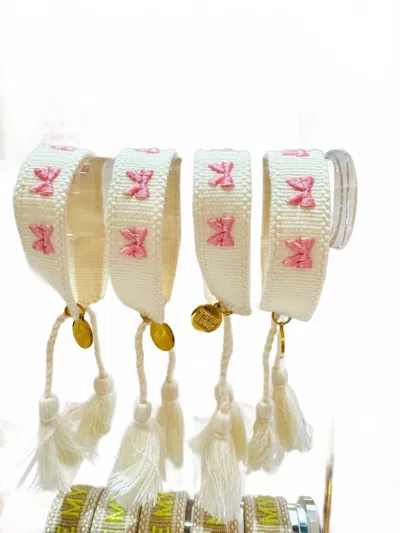 Kenzie Collective Women's Bows Tassel Bracelet In White/pink In Multi