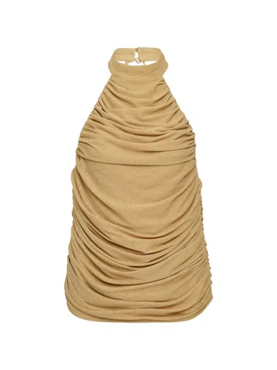 Kenzie Klambie Draped Halter-neck Top In Neutral