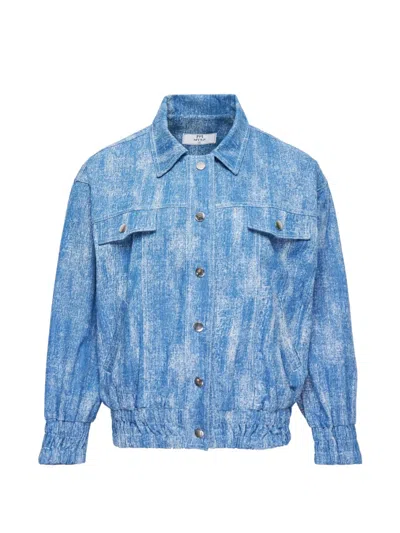Kenzie Klambie Elasticated-hem Denim Jacket In Blue