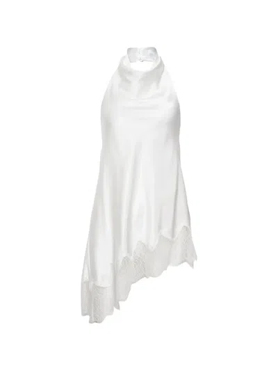 Kenzie Klambie Lace-trim Halterneck Top In White