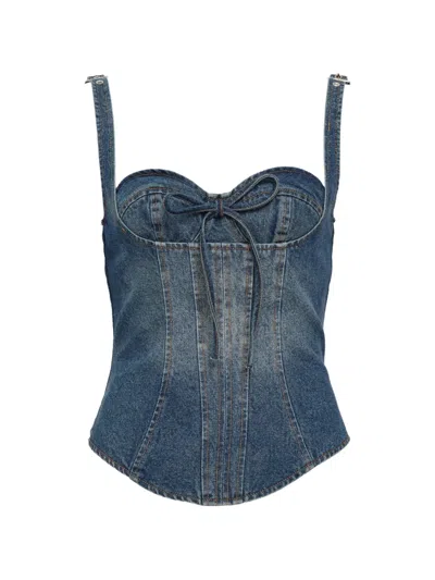 Kenzie Klambie Lace-up Corset Top In Blue