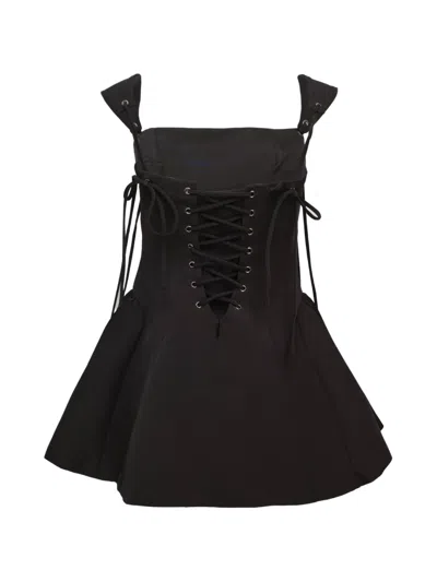 Kenzie Klambie Lace-up Tie-strap Mini Dress In Black
