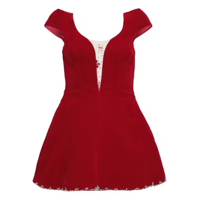 Kenzie Klambie Red Embroidered Mini Dress In Burgundy