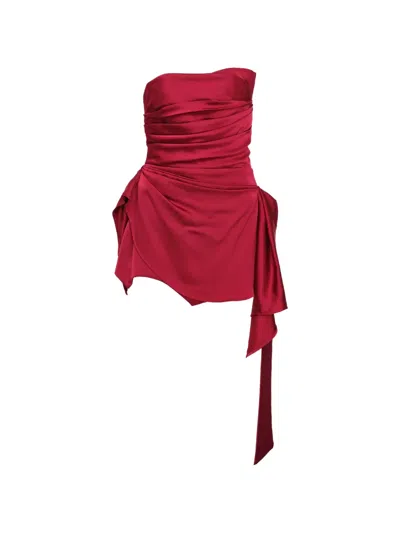 Kenzie Klambie Strapless Ruched Mini Dress In Red