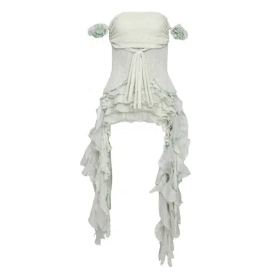 Kenzie Klambie Strapless Ruffle Dress In Green