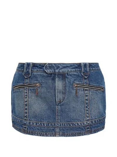Kenzie Klambie Zip-detail Panelled Skirt In Blue