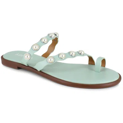 Kenzie Maltese Womens Open Toe Slip On Slide Sandals In Green
