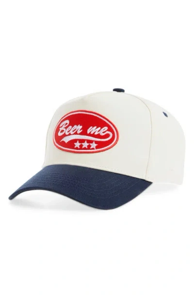 Kenzkustomz Beer Me Patch Canvas Snapback Baseball Cap In Neutral