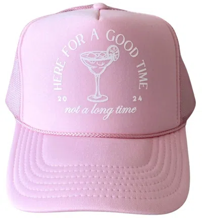 Kenzkustomz Here For A Good Time Trucker Hat In Pink