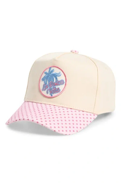 Kenzkustomz La Dolce Vita Canvas Baseball Cap In Neutral