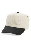 Kenzkustomz Mommin' Canvas Snapback Baseball Cap In White