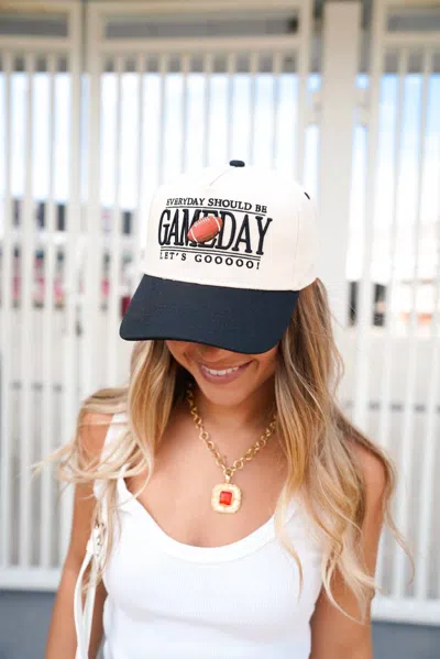 Kenzkustomz Women's Everyday Should Be Gameday Vintage Trucker Hat In Black In White
