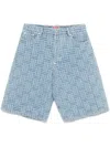 Kenzo Mens Regular-fit Weave-pattern Denim Shorts Bleached Blue Denim