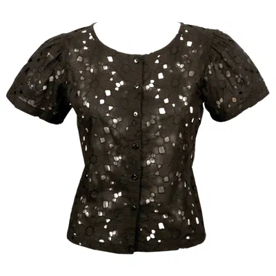 Pre-owned Kenzo 1980's  Takada Black Lace Button Up Blouse