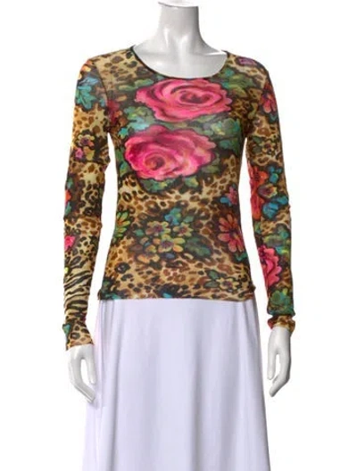 Pre-owned Kenzo 1990's Graphic Print Top In Multicolor