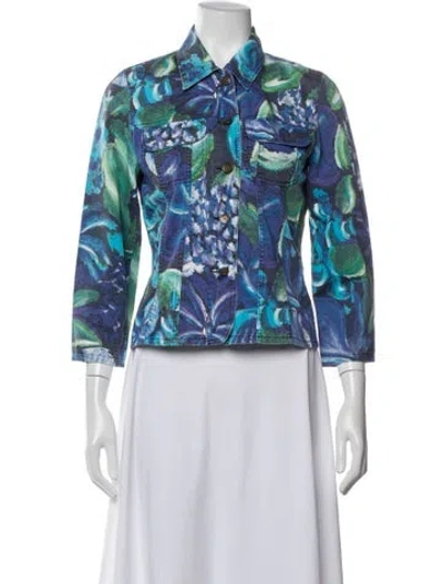 Pre-owned Kenzo 1990's Printed Jacket In Blue