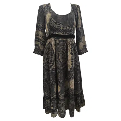 Pre-owned Kenzo 1990s Women's Silk Multicoloured Dress Size 38 Fr, Excellent In Black