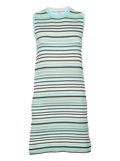 Pre-owned Kenzo 2023 Striped Sleeveless Mini Dress In Green