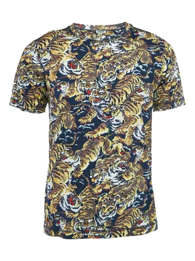 Pre-owned Kenzo 2023 Tiger-print T-shirt In Blue