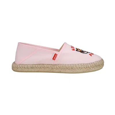 Kenzo Flower Espadrilles In Canvas With Embroidered Logo In Pink