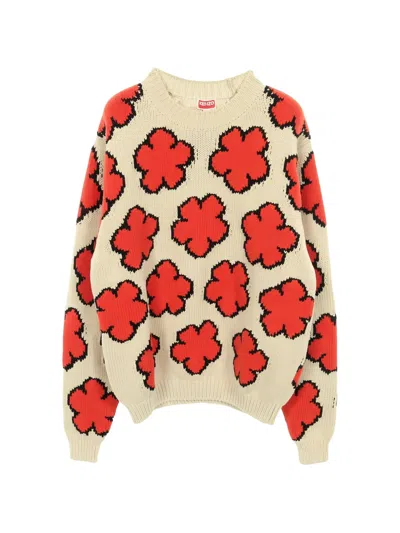 Pre-owned Kenzo 20s Boke Flower Sweater In Neutral
